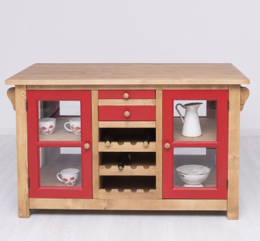 Kitchen island with doors and bottle compartment - Color Corp_P001 / Color Doors_P047 - DOUBLE COLORED