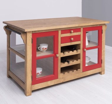 Kitchen island with doors and bottle compartment - Color Corp_P001 / Color Doors_P047 - DOUBLE COLORED