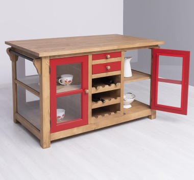 Kitchen island with doors and bottle compartment - Color Corp_P001 / Color Doors_P047 - DOUBLE COLORED