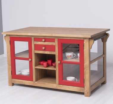 Kitchen island with doors and bottle compartment - Color Corp_P001 / Color Doors_P047 - DOUBLE COLORED