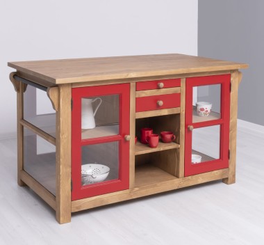 Kitchen island with doors and bottle compartment - Color Corp_P001 / Color Doors_P047 - DOUBLE COLORED