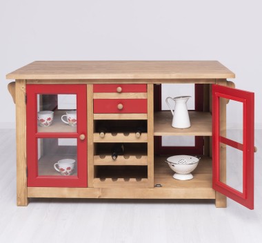 Kitchen island with doors and bottle compartment - Color Corp_P001 / Color Doors_P047 - DOUBLE COLORED