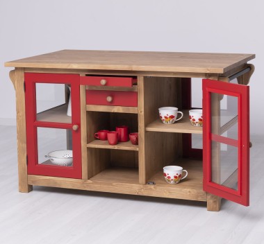 Kitchen island with doors and bottle compartment - Color Corp_P001 / Color Doors_P047 - DOUBLE COLORED