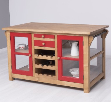 Kitchen island with doors and bottle compartment - Color Corp_P001 / Color Doors_P047 - DOUBLE COLORED