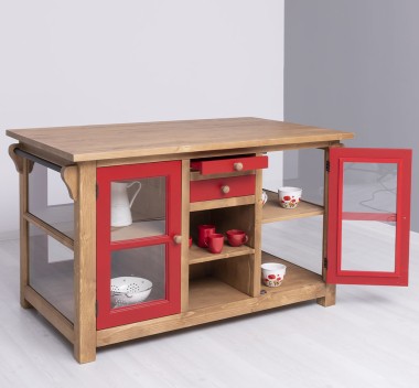 Kitchen island with doors and bottle compartment - Color Corp_P001 / Color Doors_P047 - DOUBLE COLORED