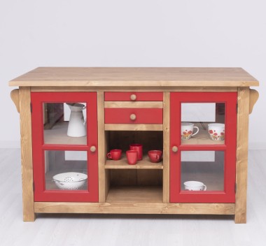 Kitchen island with doors and bottle compartment - Color Corp_P001 / Color Doors_P047 - DOUBLE COLORED