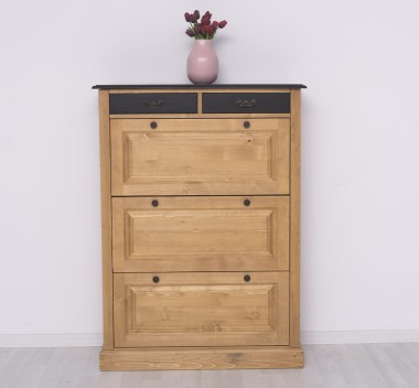 Shoe cabinet 3 doors, 2 drawers with metal rails - Color Top_P003 - Color Corp_P002 - Color Drawers_P003 - DOUBLE COLORED