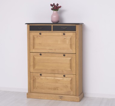 Shoe cabinet 3 doors, 2 drawers with metal rails - Color Top_P003 - Color Corp_P002 - Color Drawers_P003 - DOUBLE COLORED