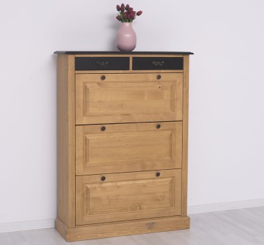 Shoe cabinet 3 doors, 2 drawers with metal rails - Color Top_P003 - Color Corp_P002 - Color Drawers_P003 - DOUBLE COLORED