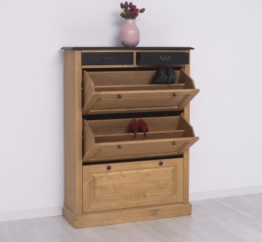 Shoe cabinet 3 doors, 2 drawers with metal rails - Color Top_P003 - Color Corp_P002 - Color Drawers_P003 - DOUBLE COLORED