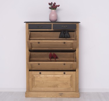 Shoe cabinet 3 doors, 2 drawers with metal rails - Color Top_P003 - Color Corp_P002 - Color Drawers_P003 - DOUBLE COLORED