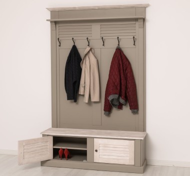 Shutter Design Halway Coat Hanger With Two Doors - Color Top_P080 - Color Corp_P030 - Color Doors&Cornice_P080 - DOUBLE COLORED
