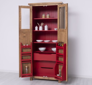 Pantry closet, drawers on metal rails