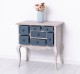 Console with curved legs and 7 multicolored drawers