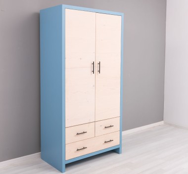Wardrobe 2 Doors 3 Drawers "Rustic Haven" - Color Corp_P004 - Color Doors&Drawers_P064 - DOUBLE COLORED