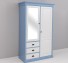Wardrobe with 2 doors, 3 drawers and mirror