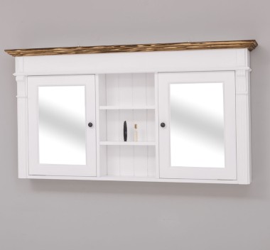 Suspended bathroom furniture with two doors with mirror and shelves