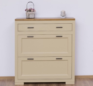 Shoe rack with 2 doors, 1 drawer, drawer on metal rail, Pure - Color Top_P082 - Color Corp_P046 - DOUBLE COLORED