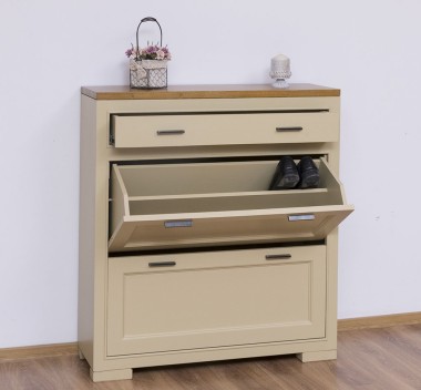 Shoe rack with 2 doors, 1 drawer, drawer on metal rail, Pure - Color Top_P082 - Color Corp_P046 - DOUBLE COLORED