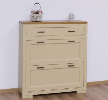 Shoe rack with 2 doors, 1 drawer, drawer on metal rail, Pure - Color Top_P082 - Color Corp_P046 - DOUBLE COLORED
