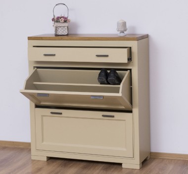 Shoe rack with 2 doors, 1 drawer, drawer on metal rail, Pure - Color Top_P082 - Color Corp_P046 - DOUBLE COLORED