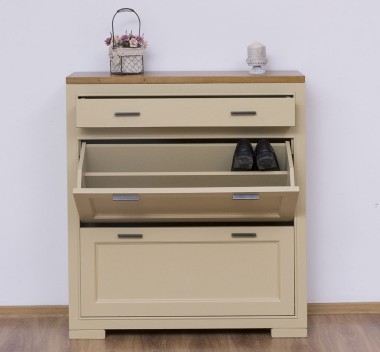 Shoe rack with 2 doors, 1 drawer, drawer on metal rail, Pure - Color Top_P082 - Color Corp_P046 - DOUBLE COLORED