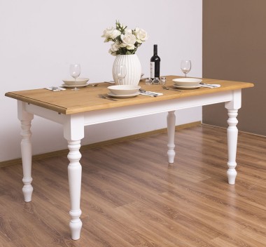 Dining table with turned legs 160x90cm - Color Top_P002 - Color Corp_P004 - DOUBLE COLORED
