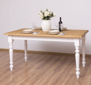 Dining table with turned legs 160x90cm - Color Top_P002 - Color Corp_P004 - DOUBLE COLORED