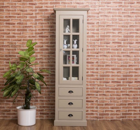 Showcase with 1 glass door, 3 drawers
