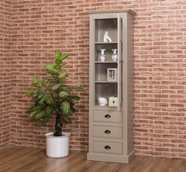 Showcase with 1 glass door, 3 drawers