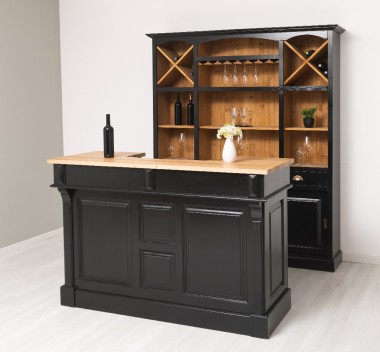Bar 160cm, oak top with bar furniture, drawers with metal rails - Color Top_P061 - Color Ext._P150 / Color Int._P002 - TRIPLE CO