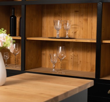 Bar 160cm, oak top with bar furniture, drawers with metal rails - Color Top_P061 - Color Ext._P150 / Color Int._P002 - TRIPLE CO
