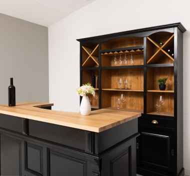 Bar 160cm, oak top with bar furniture, drawers with metal rails - Color Top_P061 - Color Ext._P150 / Color Int._P002 - TRIPLE CO
