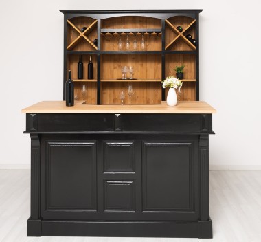 Bar 160cm, oak top with bar furniture, drawers with metal rails - Color Top_P061 - Color Ext._P150 / Color Int._P002 - TRIPLE CO