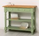 Wall console with turned legs, two shelves and two drawers