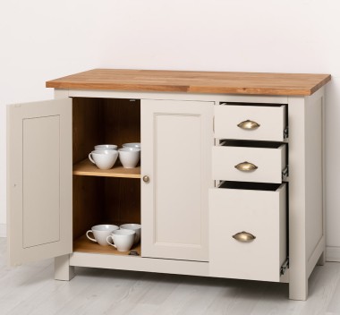 PS240-TOP OAK Kitchen cabinet with 2 doors, 3 drawers, oak top