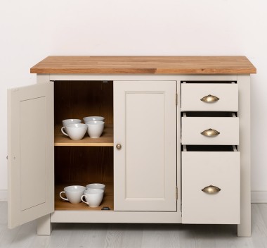 PS240-TOP OAK Kitchen cabinet with 2 doors, 3 drawers, oak top