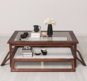 Coffee table with glass, 4 glass doors 120cm