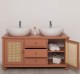 Rattan Bathroom Cabinet for 2 Countertop Sinks, sinks not include in price