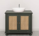 Rattan Bathroom Cabinet for 1 Countertop Sink, sink not include the price