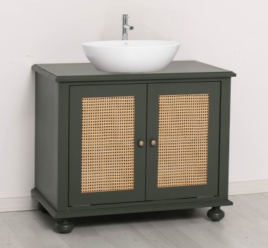 Rattan Bathroom Cabinet for 1 Countertop Sink, sink not include the price