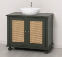 Rattan Bathroom Cabinet for 1 Countertop Sink, sink not include the price