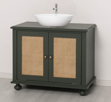 Rattan Bathroom Cabinet for 1 Countertop Sink, sink not include the price