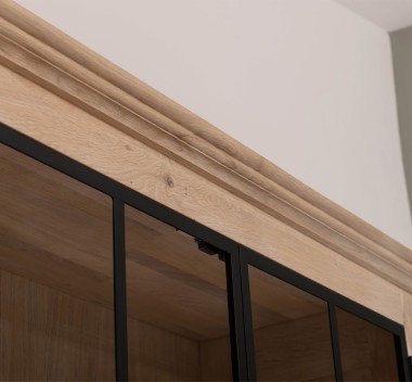 Elegant Oak Display Cabinet with 2  Lower Doors and 2 Glass Upper Doors
