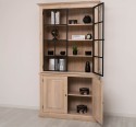 Elegant Oak Display Cabinet with 2  Lower Doors and 2 Glass Upper Doors
