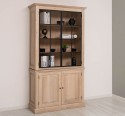 Elegant Oak Display Cabinet with 2  Lower Doors and 2 Glass Upper Doors