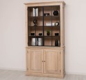 Elegant Oak Display Cabinet with 2  Lower Doors and 2 Glass Upper Doors