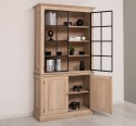 Elegant Oak Display Cabinet with 2  Lower Doors and 2 Glass Upper Doors