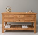 Console Table with 6 Drawers and Lower Shelf