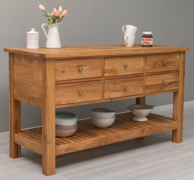 Console Table with 6 Drawers and Lower Shelf